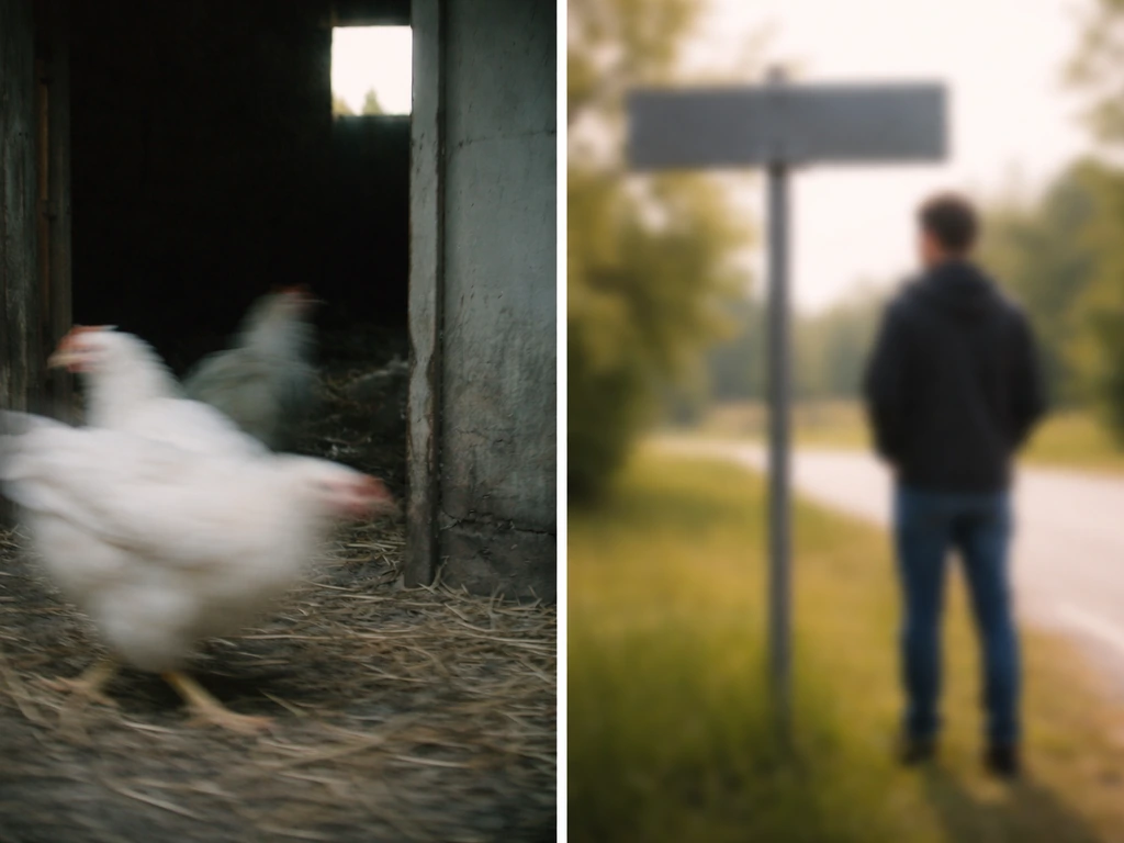 Split image with poultry icons on one side and human silhouette icons on the other