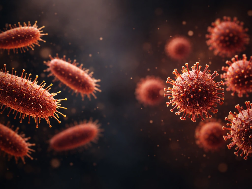 Minimal photo of two separate virus particle silhouettes side by side, showing bird flu and coronavirus are different.